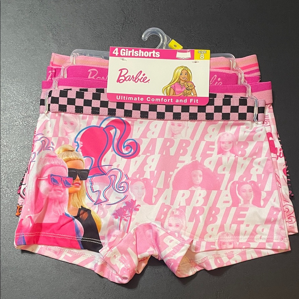 Barbie Pink Graphic Girls' Boyshorts Pack of 4 size 8 NWT